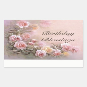Roze Rose Floral Bouquet Lavender Rechthoekige Sticker