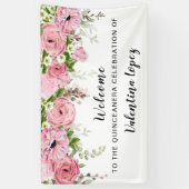 Roze Rose Floral First Community Welkom Spandoek (Verticaal)
