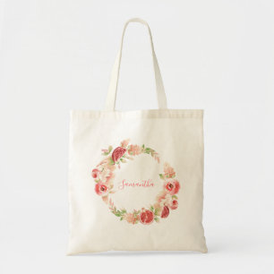Roze Rose Floral Greenery Girl Baby shower Tote Bag