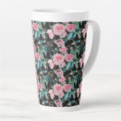 Roze Rose Floral Rozen Cabbage Flower Latte Mok (Rechterhoek)