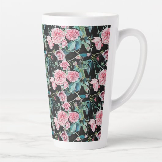 Roze Rose Floral Rozen Cabbage Flower Latte Mok (Rechts)