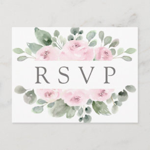 Roze Rose Floral RSVP-Briefkaart met keuze uit maa Uitnodiging Briefkaart