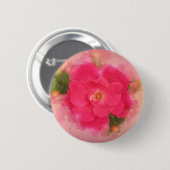 Roze Rose Floral Waterverf Ronde Button 5,7 Cm (Voorkant /achterkant)