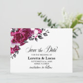 Roze Rose Floral Wedding Save the Date (Staand voorkant)