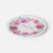 Roze Rose Floral Wreath Papieren Bordje (Gekanteld)