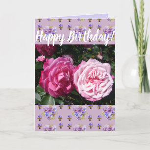 Roze Rose Flower Floral Happy Birthday art Kaart