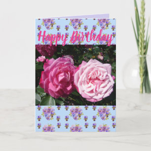 Roze Rose Flower Floral Happy Birthday art Kaart