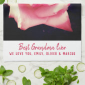 Roze Rose Flower Foto Best Grandma Script Theedoek (Gevouwen)