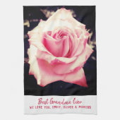 Roze Rose Flower Foto Best Grandma Script Theedoek (Verticaal)