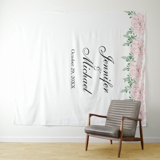 Roze Rose Foliage Weddenschap Foto Booth Backdrop Wandkleed (In Situ (horizontaal))