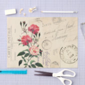Roze Rose  Frans Briefkaart Collage Tissuepapier (Craft)