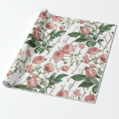 Roze Rose Frans Script Gouden Tekst Cadeaupapier (Uitgerold)