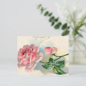 Roze Rose Frans Script Valentijn Briefkaart (Staand voorkant)