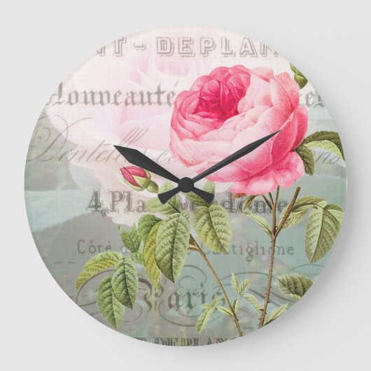 Roze Rose French Accent Clock Grote Klok (Voorkant)