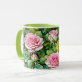 Roze Rose Garden Art Mok Cup (Voorkant links)