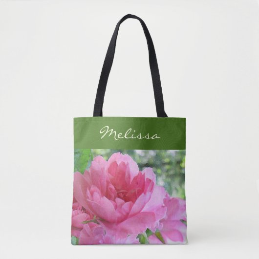 Roze Rose Garden Flower Floral Canvas tas (Voorkant)