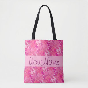 Roze Rose Garden met naam Draagtas