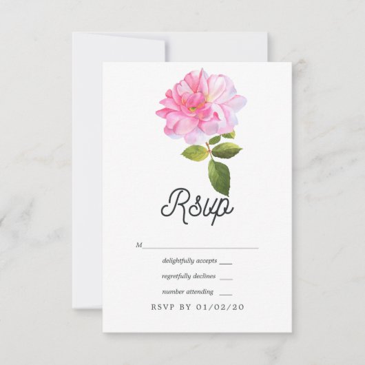 Roze Rose Garden Wedding RSVP Kaartje (Voorkant)