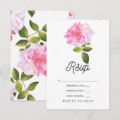 Roze Rose Garden Wedding RSVP Kaartje (Voorkant / Achterkant)