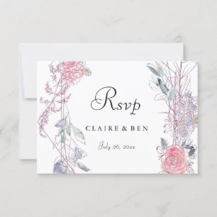 Roze Rose Geometric Floral Wreath Wedding RSVP