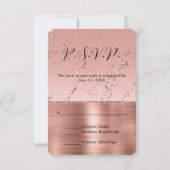 Roze Rose Glam Glitter Bruiloft RSVP (Voorkant)