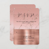 Roze Rose Glam Glitter Bruiloft RSVP (Voorkant / Achterkant)