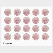 Roze Rose Glitter & Diamonds Kleine Ronde Stickers (Vel)