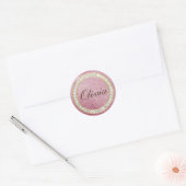 Roze Rose Glitter & Diamonds Kleine Ronde Stickers (Envelop)