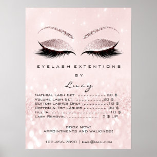 Roze Rose Glitter Makeup Eyes Lashes Prijzen Poster