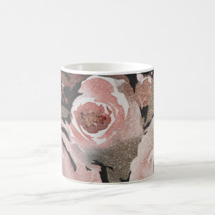 Roze Rose Glitter Rozen Donkere Floral Glam Elegan Koffiemok