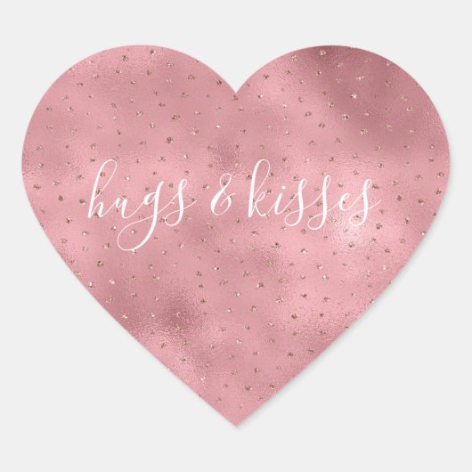 Roze Rose Glitter Sprinkles Hart Sticker (Voorkant)
