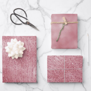 Roze Rose Glitter Zebra Animal Inpakpapier Vel