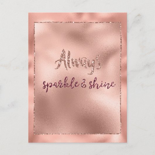 Roze Rose Glitzy Glam Sparkle Briefkaart (Voorkant)