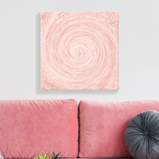 Roze Rose Gold Blush Abstracte cirkels Spirale Canvas Afdruk (Insitu (Woonkamer))