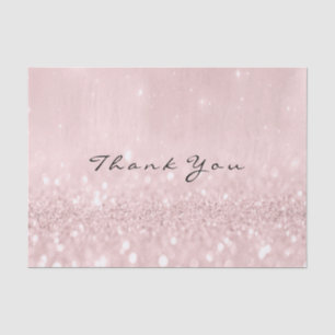 Roze Rose Gold Blush Glitter Bedankt voor je naam Tissuepapier