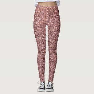 Roze Rose Gold Blush Glitter Sparkle Leggings