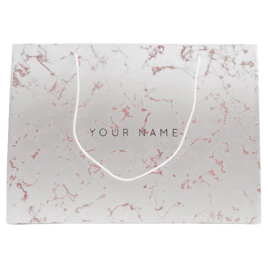 Roze Rose Gold Blush Marble Metallic Graft Grey Groot Cadeauzakje (Voorkant)