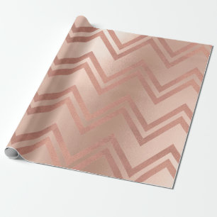 Roze Rose Gold Blush Zig Zag Chevron Stripes Cadeaupapier
