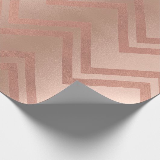 Roze Rose Gold Blush Zig Zag Chevron Stripes Cadeaupapier (Hoek)