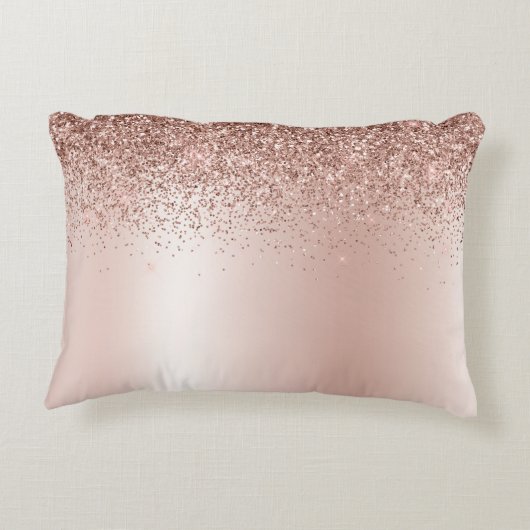 Roze Rose Gold Brushed Metal Monogram Name Accent Kussen (Achterkant)