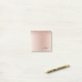 Roze Rose Gold Brushed Metal Monogram Name Post-it® Notes (Op bureau)