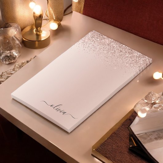 Roze Rose Gold Brushed Metal Monogram Name Post-it® Notes