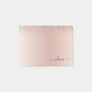 Roze Rose Gold Brushed Metal Monogram Name Post-it® Notes
