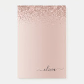 Roze Rose Gold Brushed Metal Monogram Name Post-it® Notes (Voorkant)