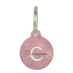 Roze Rose Gold Cheetah Print Monogram naam Huisdierpenning