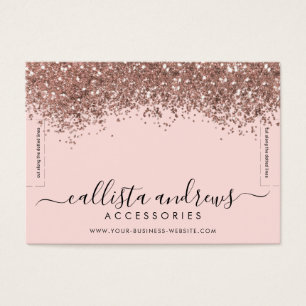 Roze Rose Gold Confetti Glitter Bracelet display Visitekaartje
