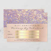 Roze Rose Gold Confetti Paarse Makeup Gift Kaart (Voorkant / Achterkant)