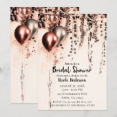 Roze Rose Gold Cream Metallic Ballonnen Ivy Bridal Kaart (Voorkant / Achterkant)
