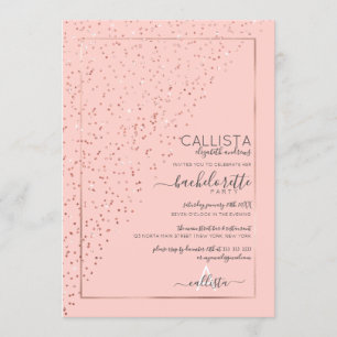 Roze Rose Gold Diagonaal Confetti Bachelorette Kaart
