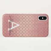 Roze Rose Gold Elegant Patroon Monogram Case-Mate iPhone Case (Achterkant (horizontaal))